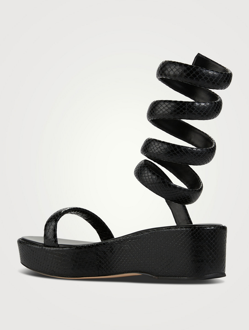 Shop Bottega Veneta Spiral Python-Embossed Leather Sandals