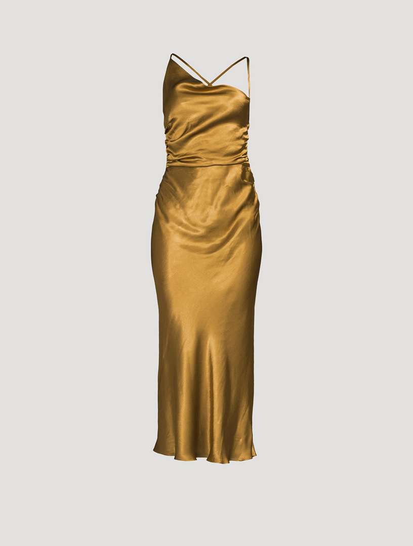 SHONA JOY Giorgia Satin Bias Midi Dress | Holt Renfrew