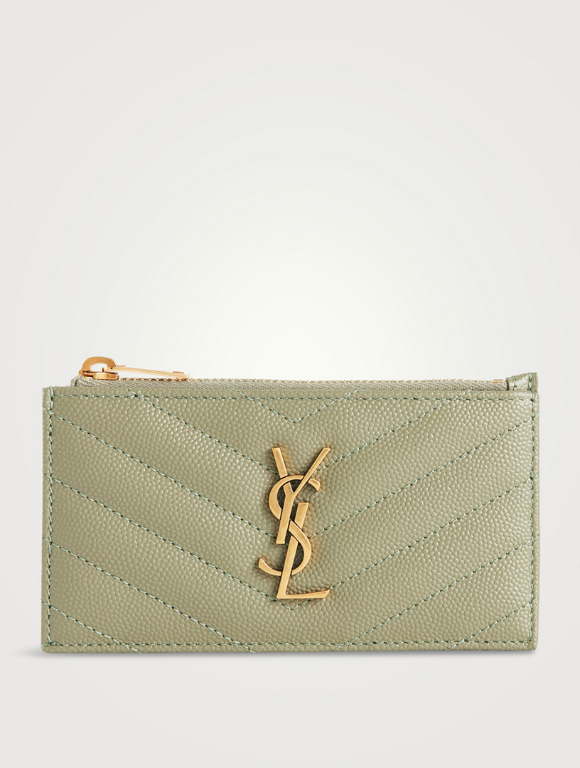 Saint Laurent Cassandre cream leather card holder