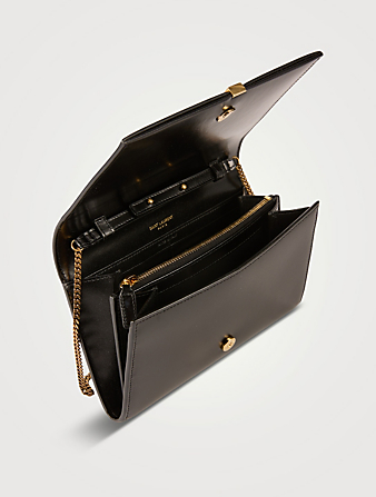 SAINT LAURENT YSL Monogram Leather Wallet Chain Bag  Black