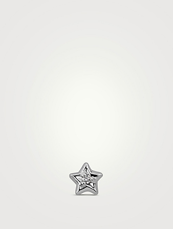 Clou d'oreille étoile en or 18 ct avec diamant solitaire central