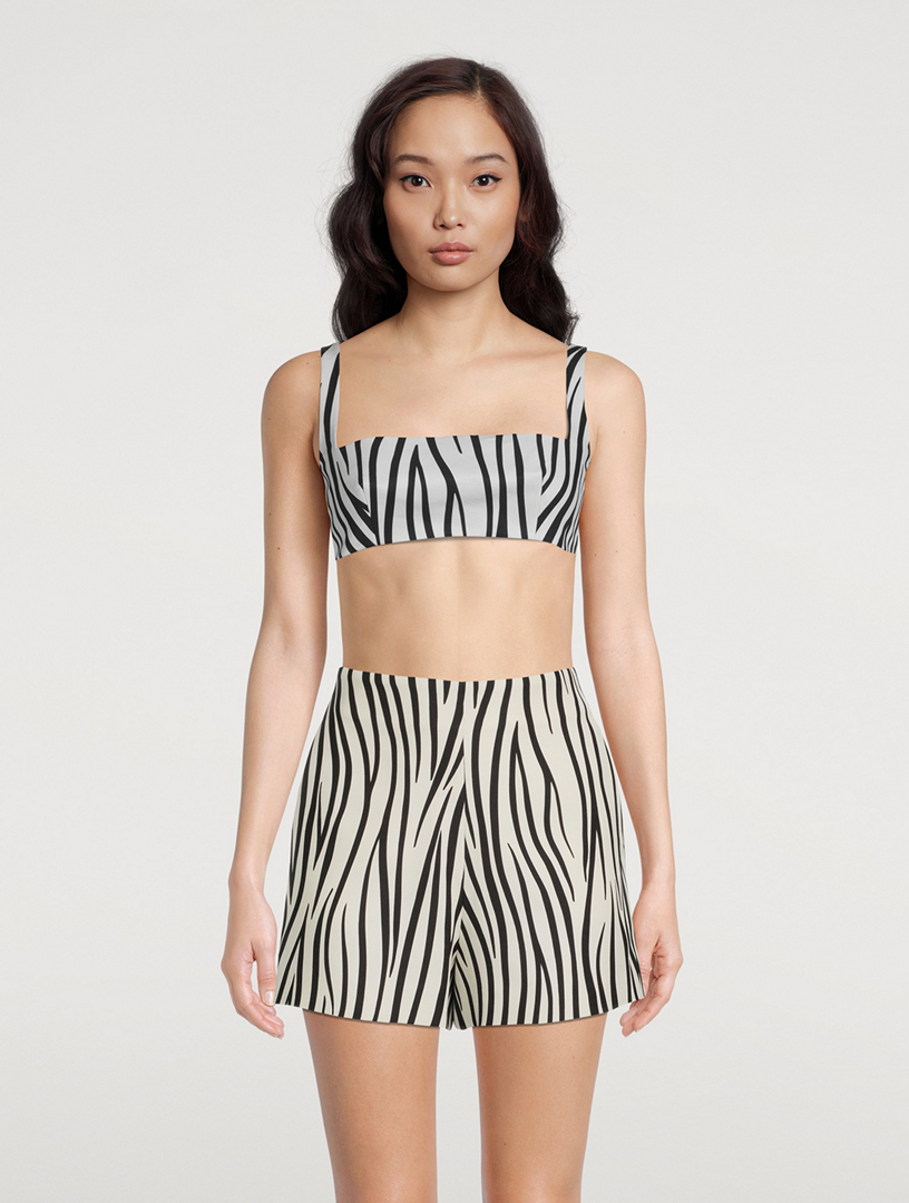 Faille Crop Top Zebra 1966 Print