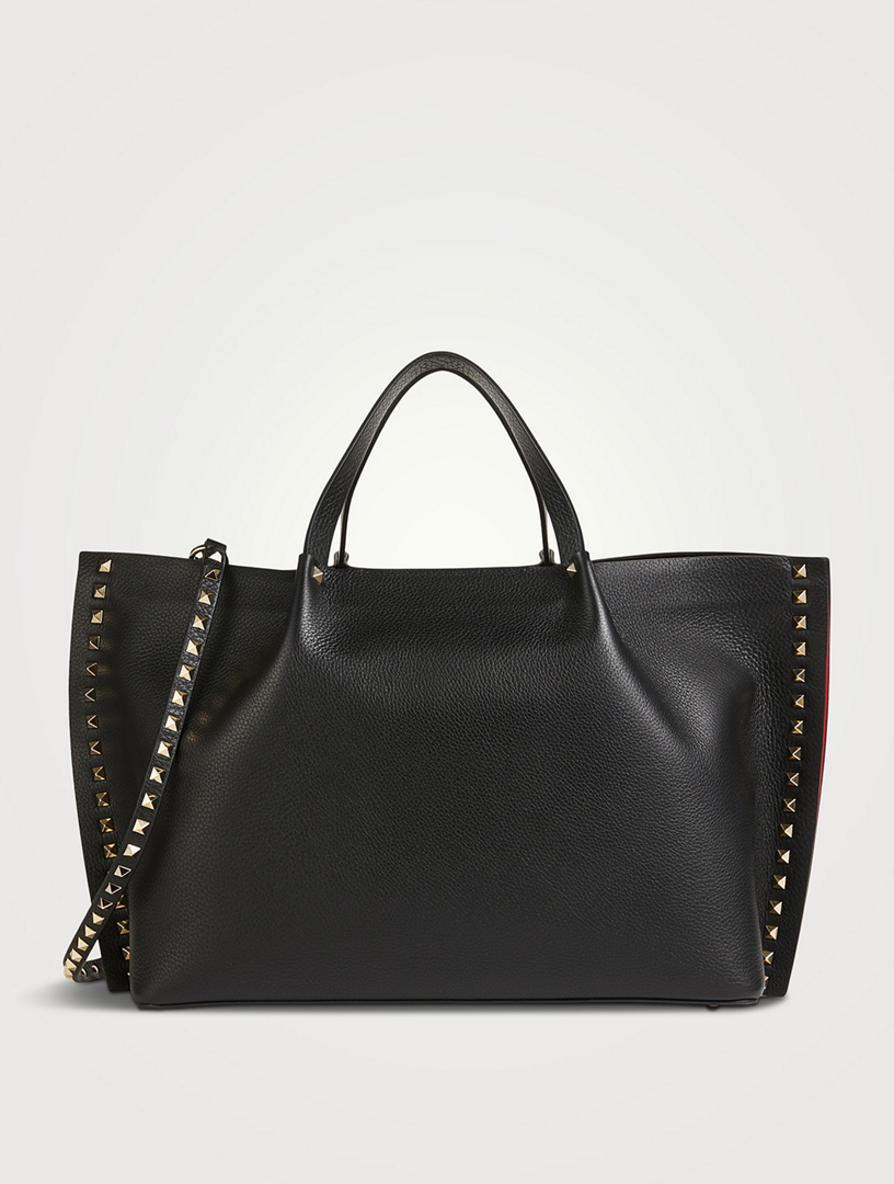 Valentino Garavani Medium Rockstud Leather Tote - Black