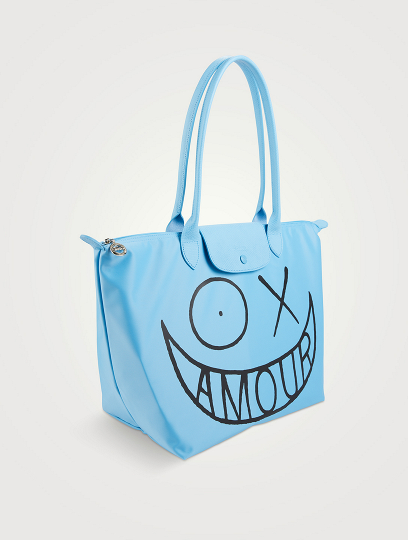Longchamp x André Saraiva – Le Pliage André Shoulder Bag Blue