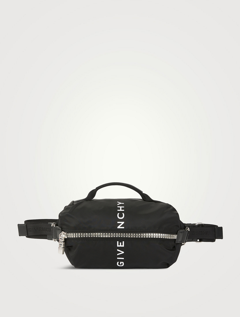 Black Nylon Zip Fanny Pack