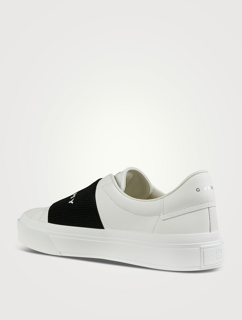 Leather Sneakers With Logo Webbing