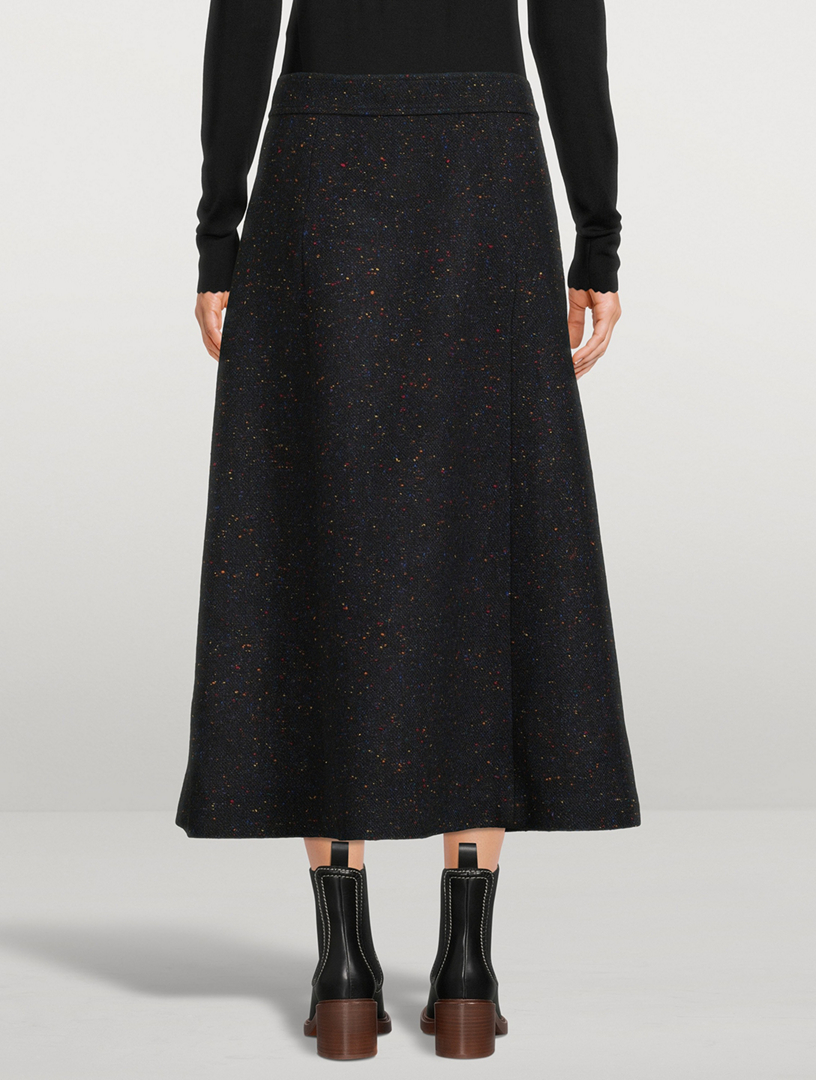 A-Line Tweed Midi Skirt