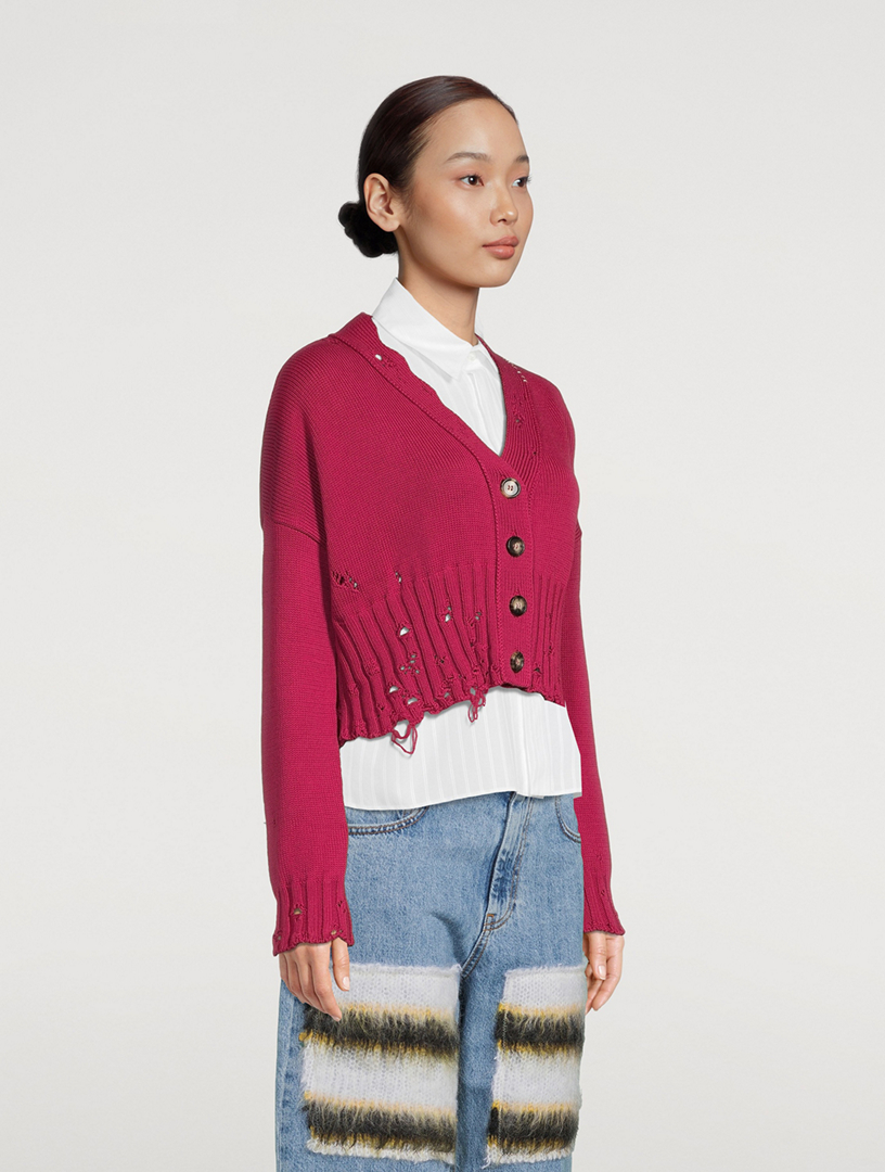 Distressed Cropped Cardigan