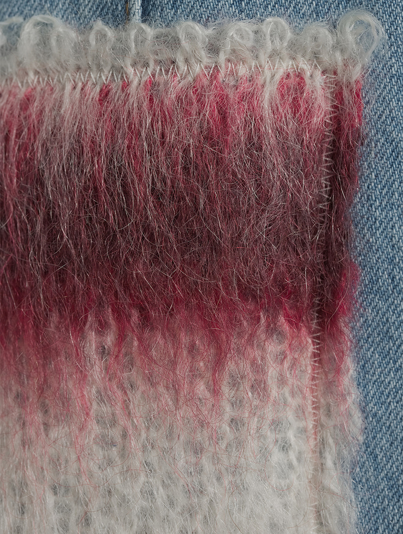 Denim Jacket With Mohair Patches