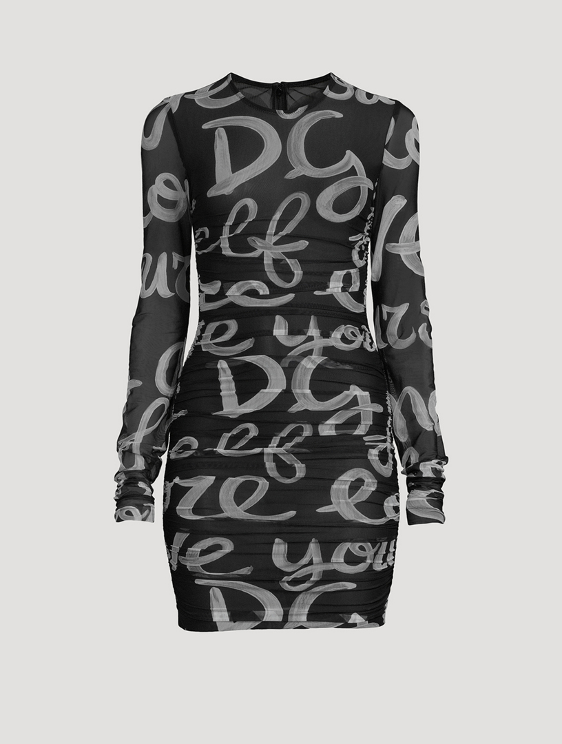 【送料&関税込】Dolce & Gabbana Tulle Mini Dress DOLCE & GABBANA Tulle Mini Dress In Love Yourself Print