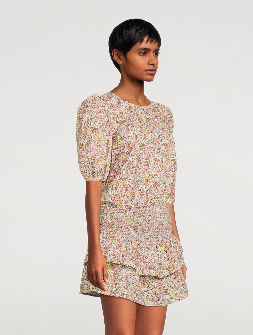 Heidi Puff-Sleeve Blouse Floral Print