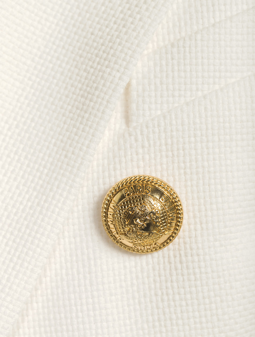 Cotton Pique Double-Breasted Blazer