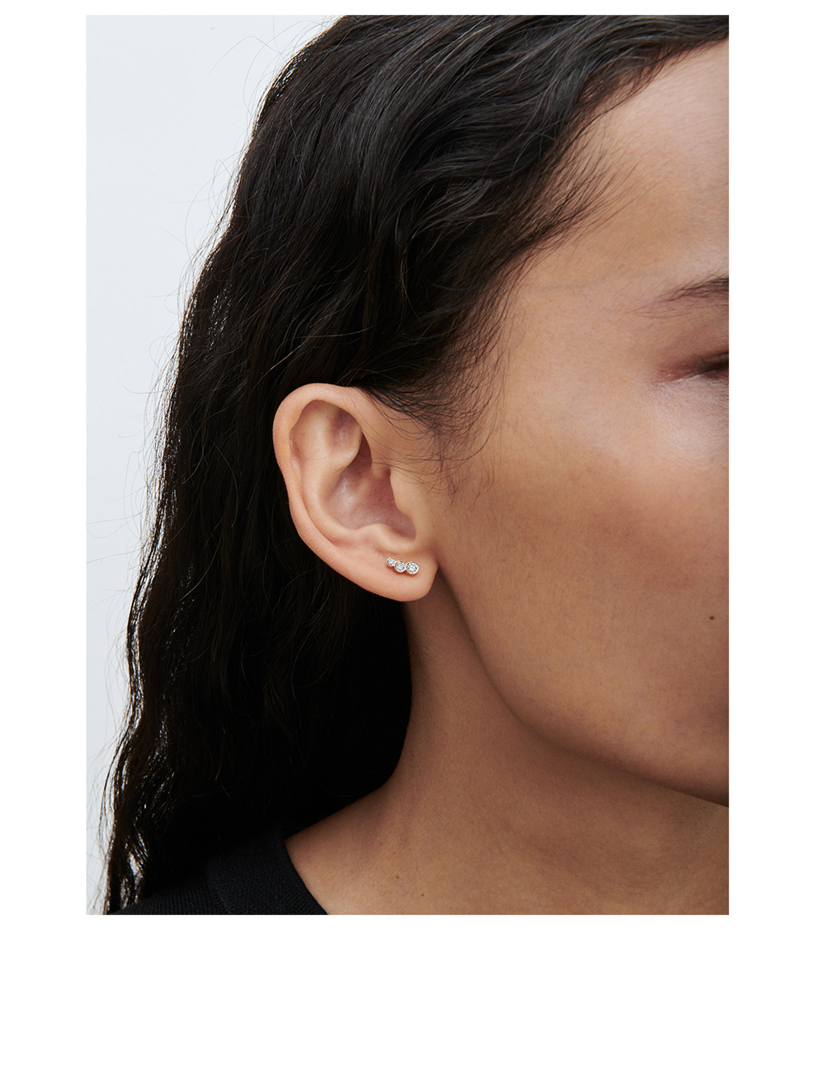 Croissant Trois 18K Gold Diamond Earring