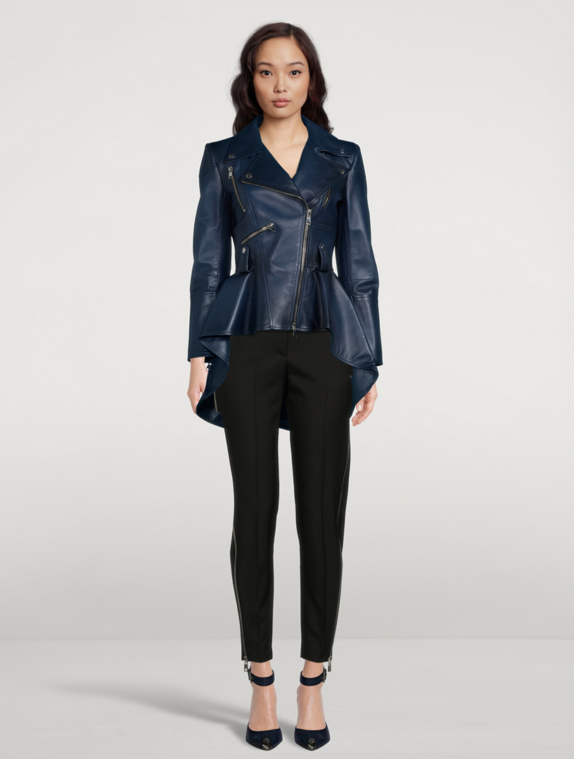 Theory leather sale peplum jacket