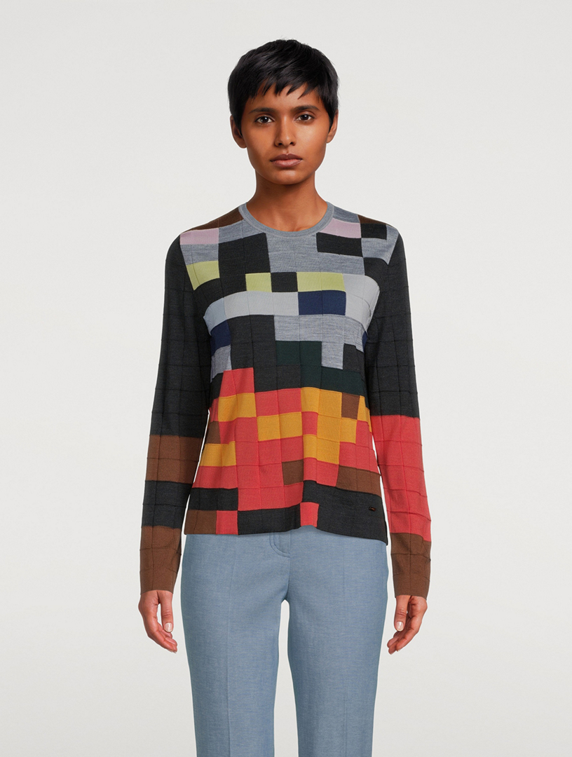Abstract Intarsia Wool And Silk Sweater