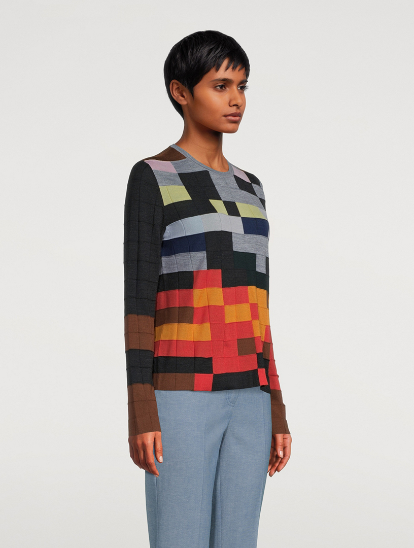Abstract Intarsia Wool And Silk Sweater