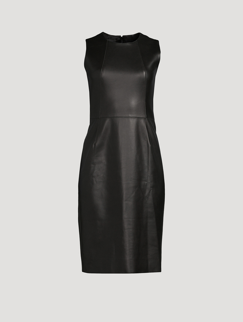 AKRIS Leather Sleeveless Sheath Dress | Holt Renfrew