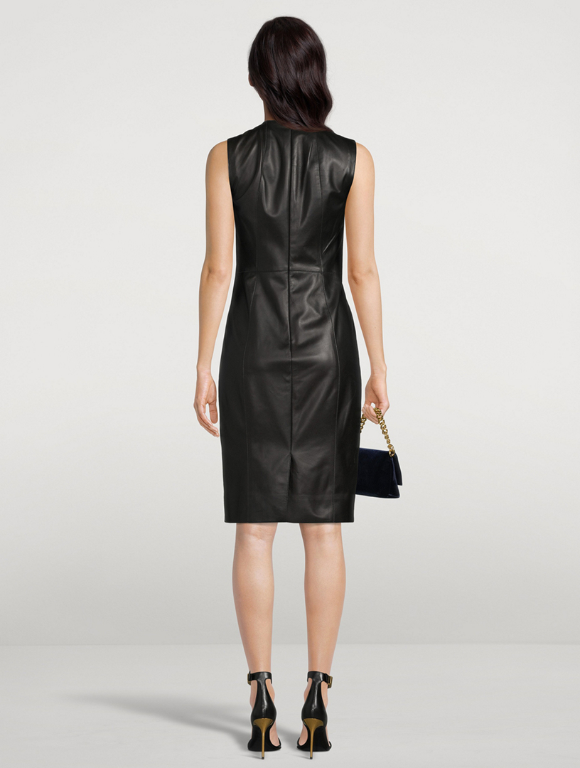 AKRIS Leather Sleeveless Sheath Dress | Holt Renfrew