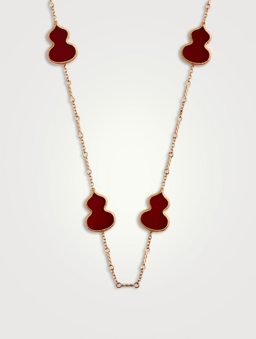 Wulu 18K Rose Gold Sautoir Necklace With Red Agate