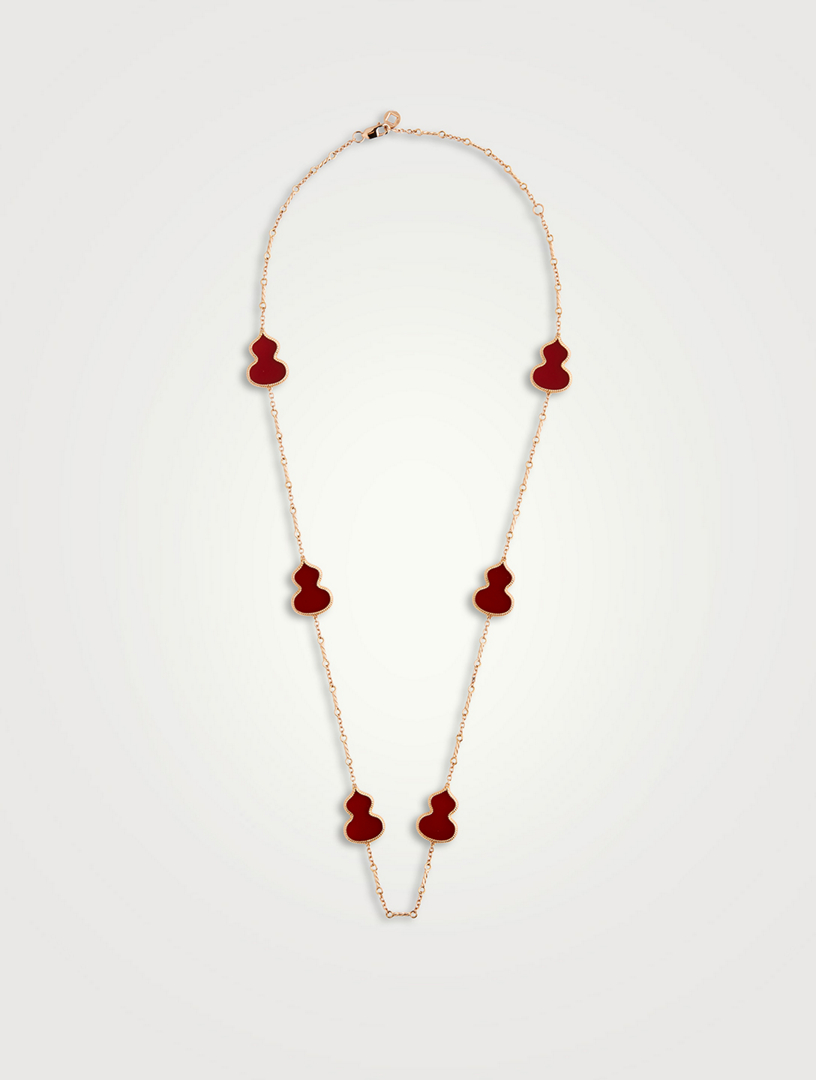 Wulu 18K Rose Gold Sautoir Necklace With Red Agate