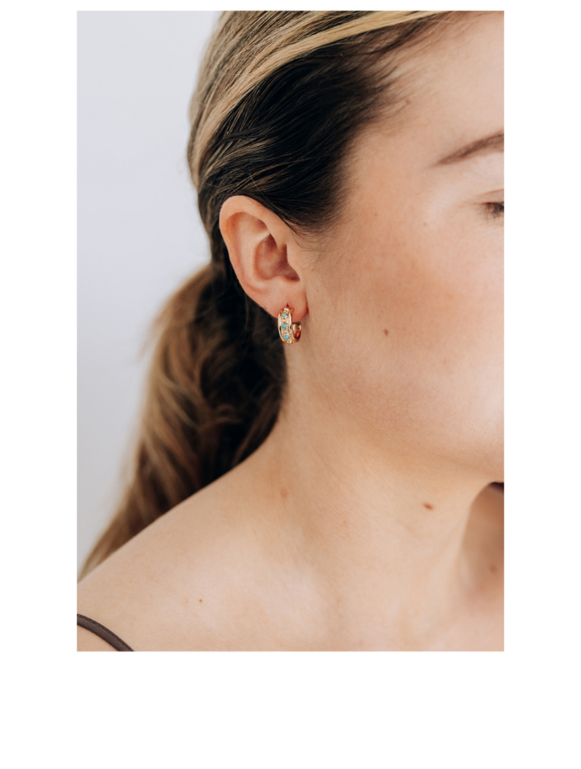 Dew Drop Méditerranée 14K Gold Hoop Earrings With Turquoise