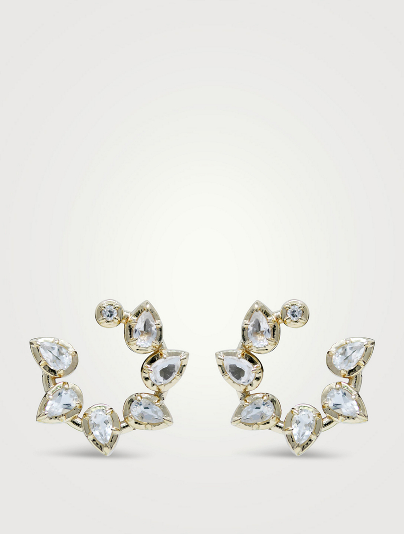 ANZIE Mélia 14K Gold Pear Front-To-Back Hoop Earrings With Clear