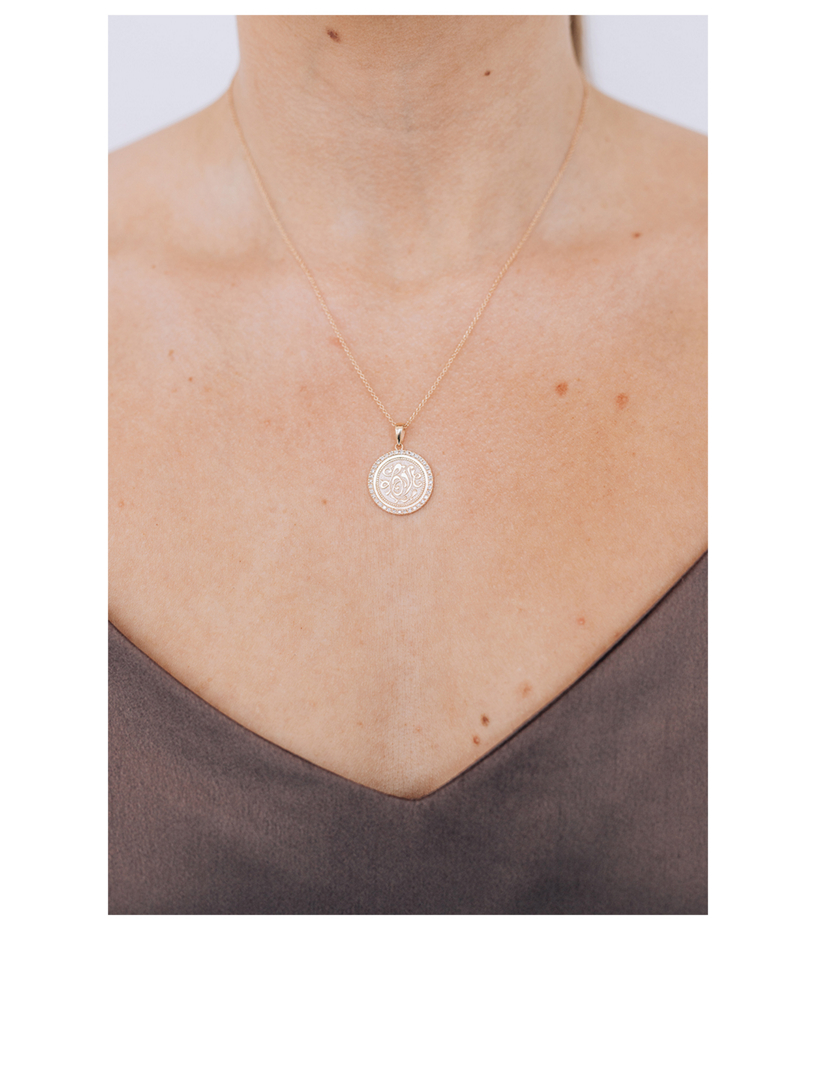 Love Letter 14K Gold Royal Love Medallion Necklace With Diamonds