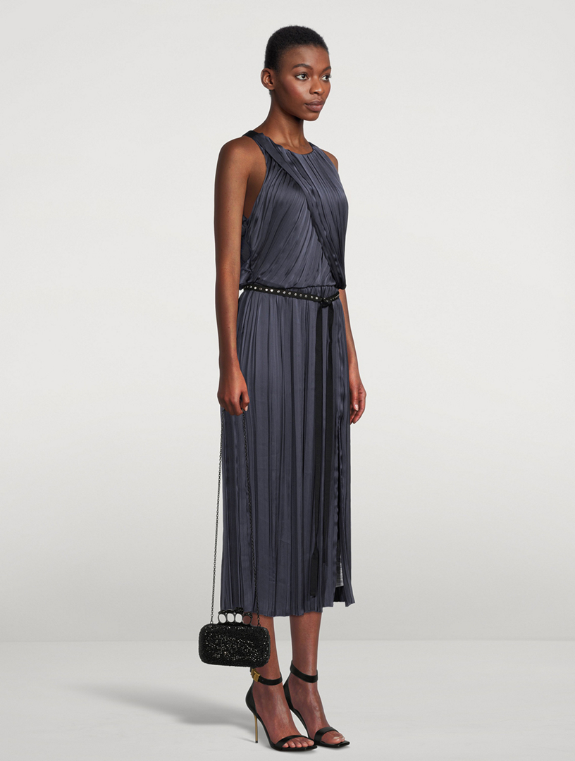 phillip lim pleated dress Pleated Tank Dress With Lace Insert White / 10