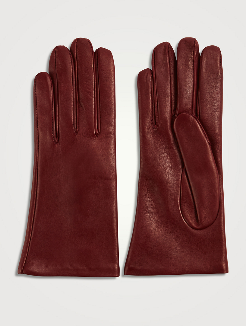 Two-Button Leather Gloves With Cashmere Lining