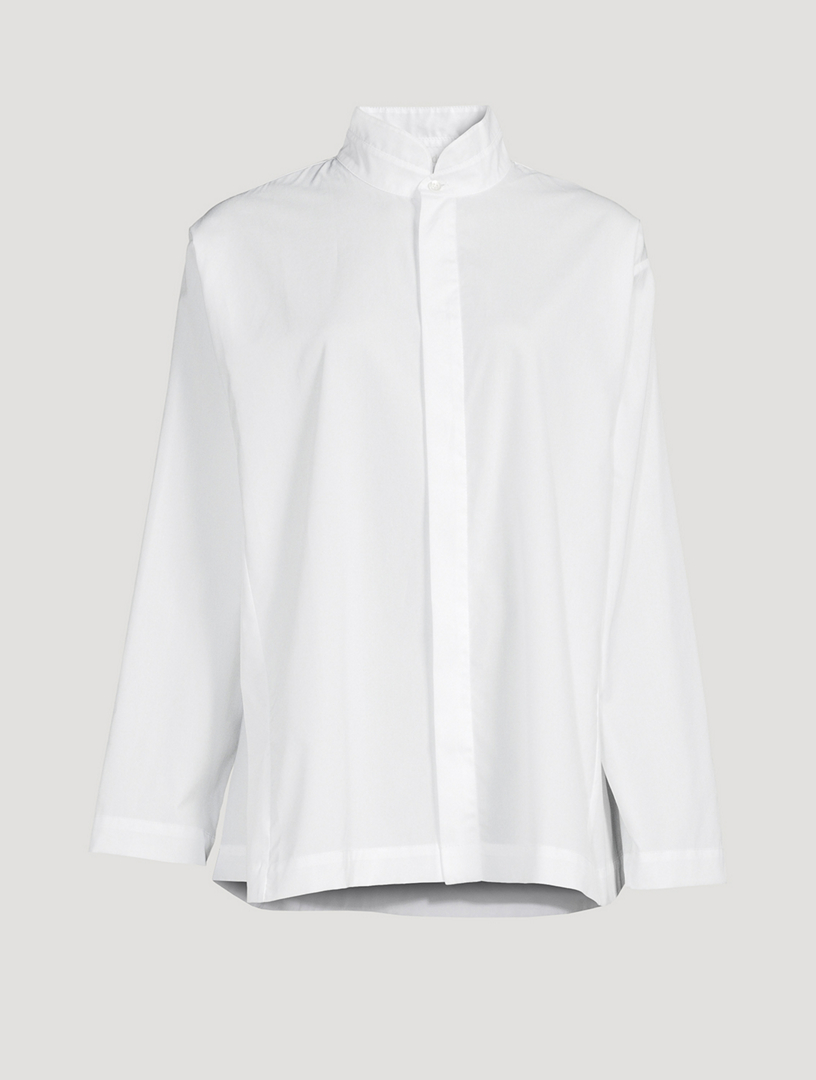Double Stand Collar Cotton Shirt