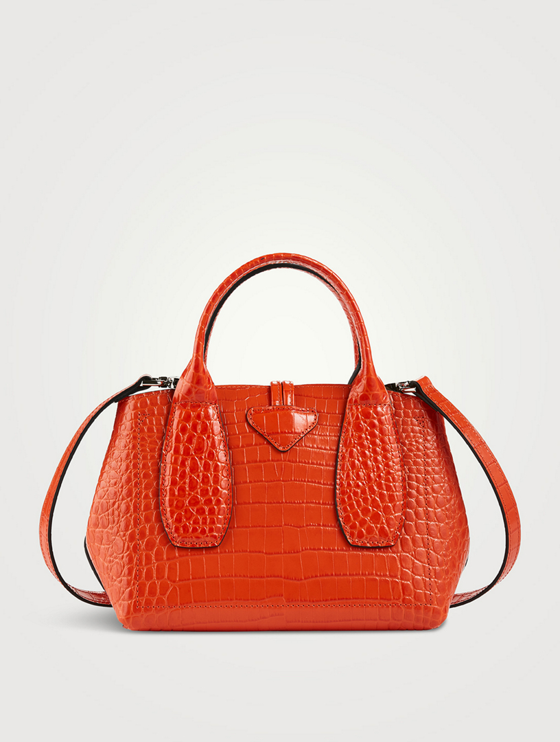 LONGCHAMP Small Roseau Croc-Embossed Leather Top Handle Bag | Holt