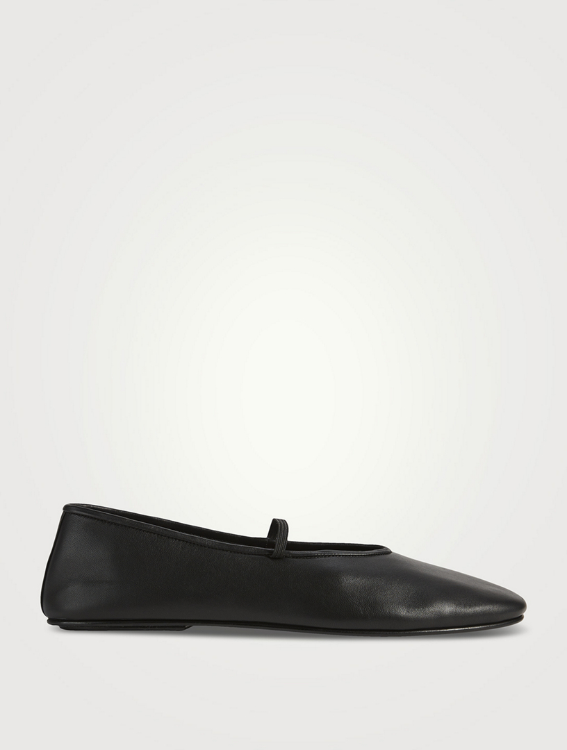 Elastic Leather Ballet Flats