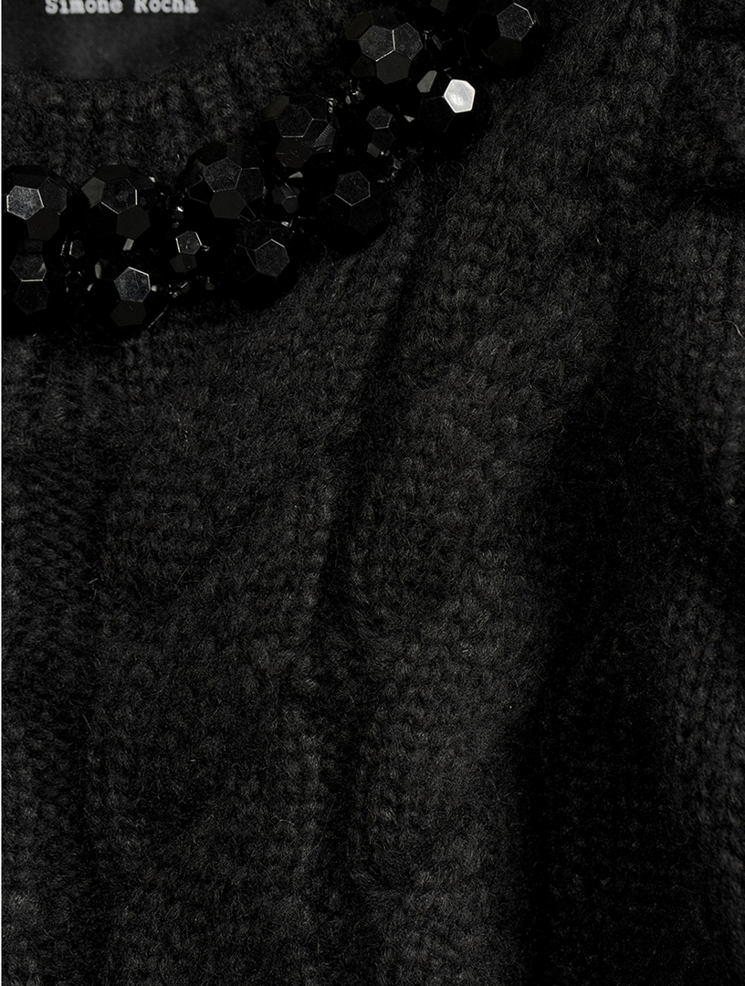 Embellished Puff-Sleeve Sweater