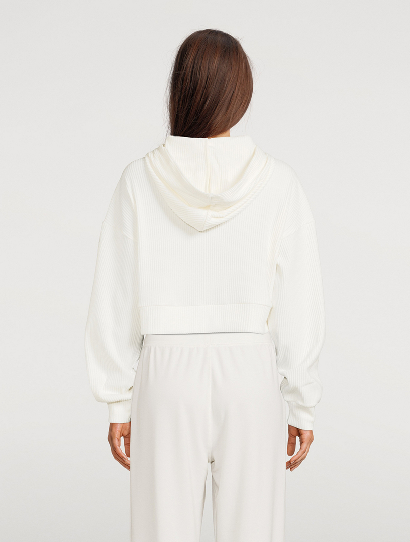 Muse Rib-Knit Hooded Sweatshirt