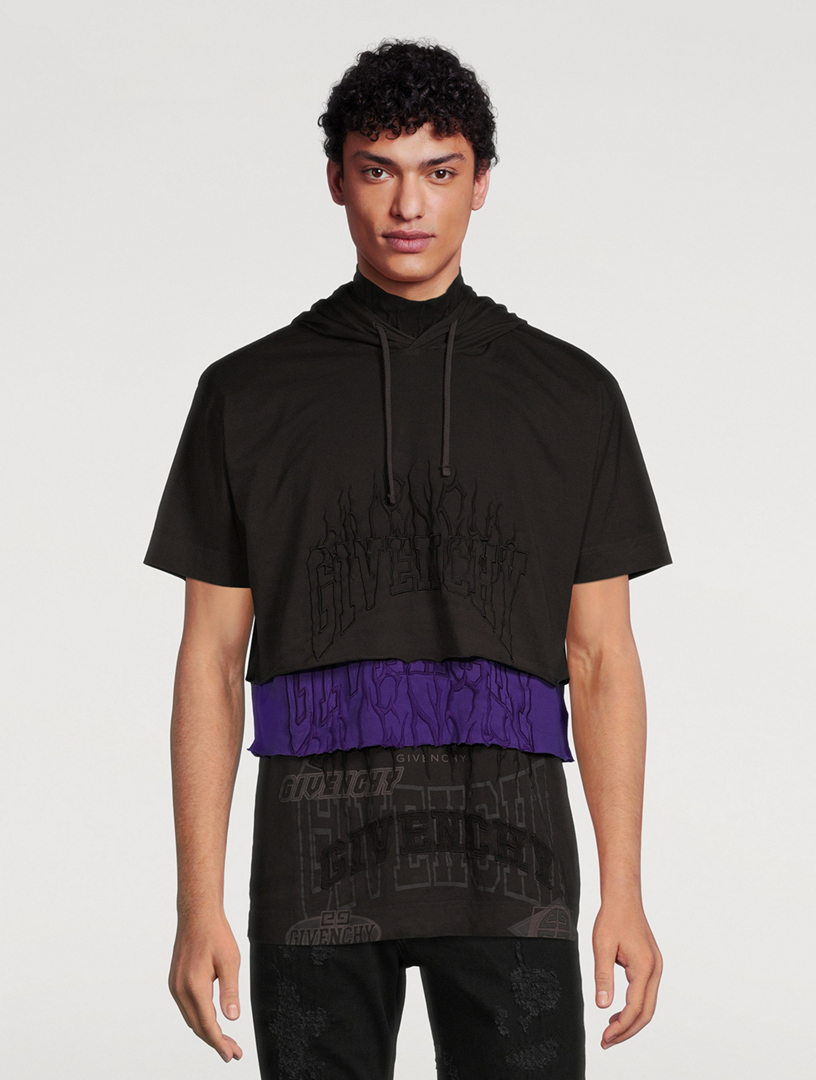 Embroidered Jersey T-Shirt With Overlapped Effect
