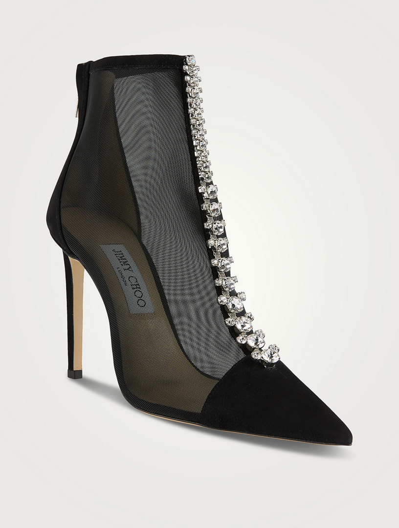 Bing Crystal-Embellished Mesh Booties