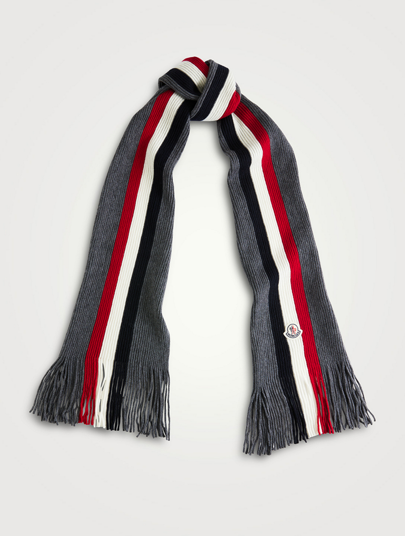 MONCLER Wool Stripe Logo Scarf Holt Renfrew