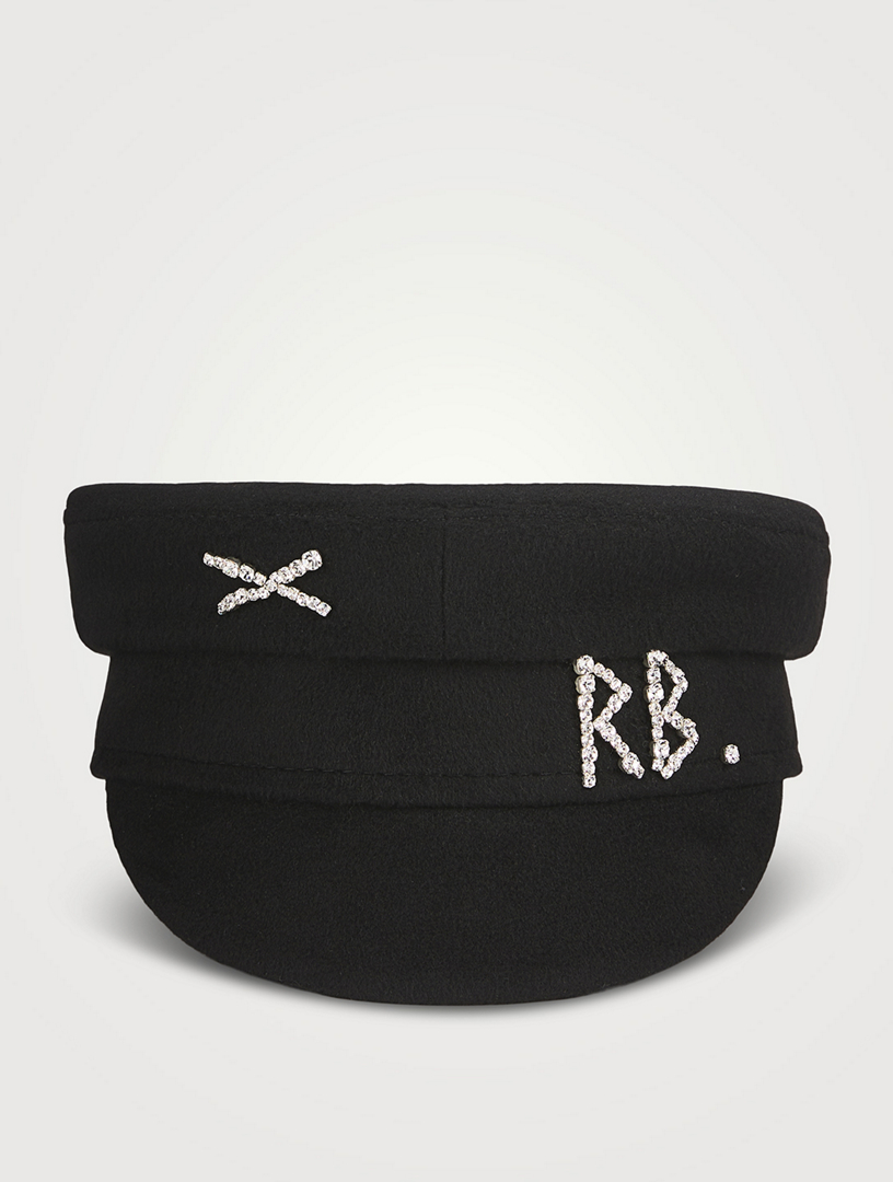 Wool Baker Boy Cap With Crystal Logo