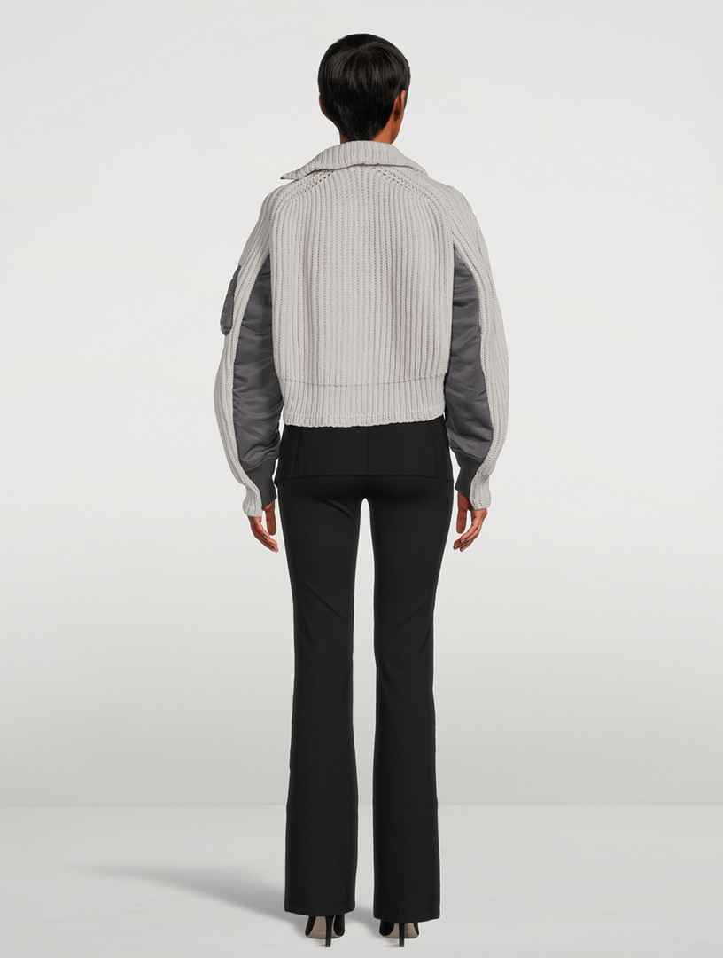 Nylon Twill x Wool Knit Blouson Jacket