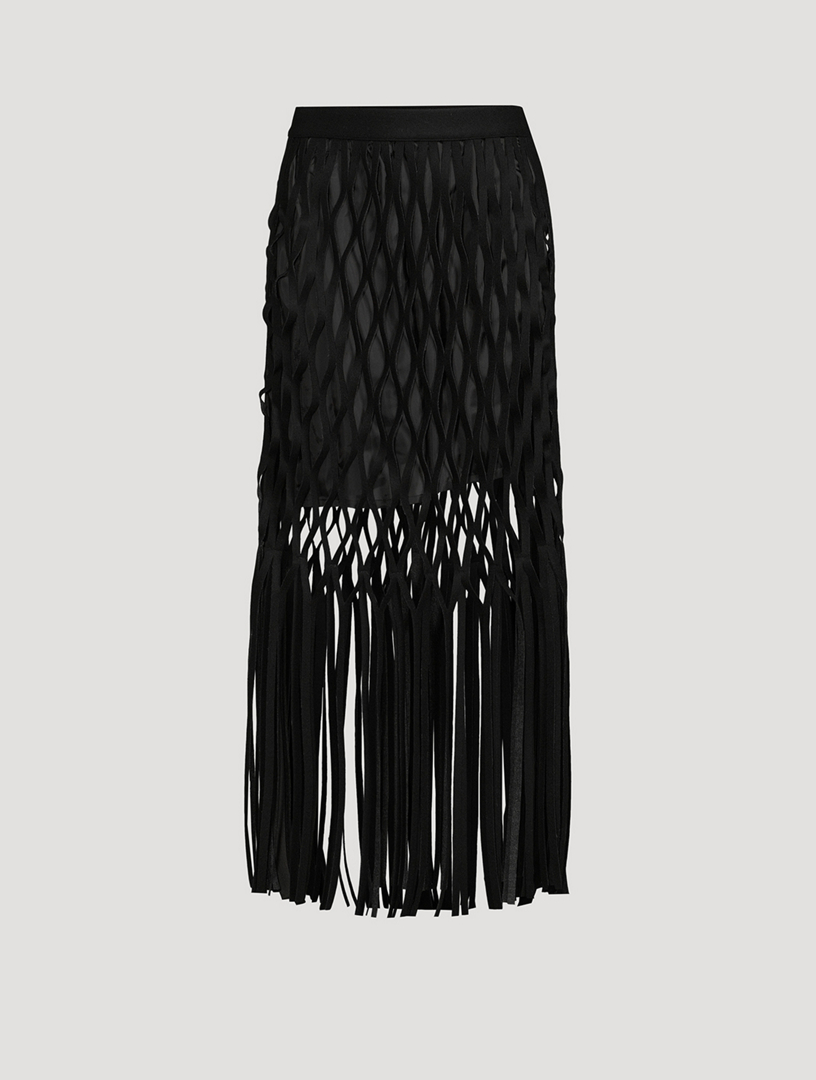 Wool Melton Fringe Skirt