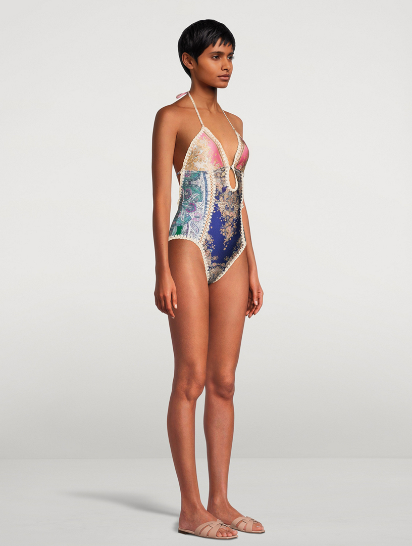 ZIMMERMANN Anneke Keyhole Halter One Piece Swimsuit Holt Renfrew