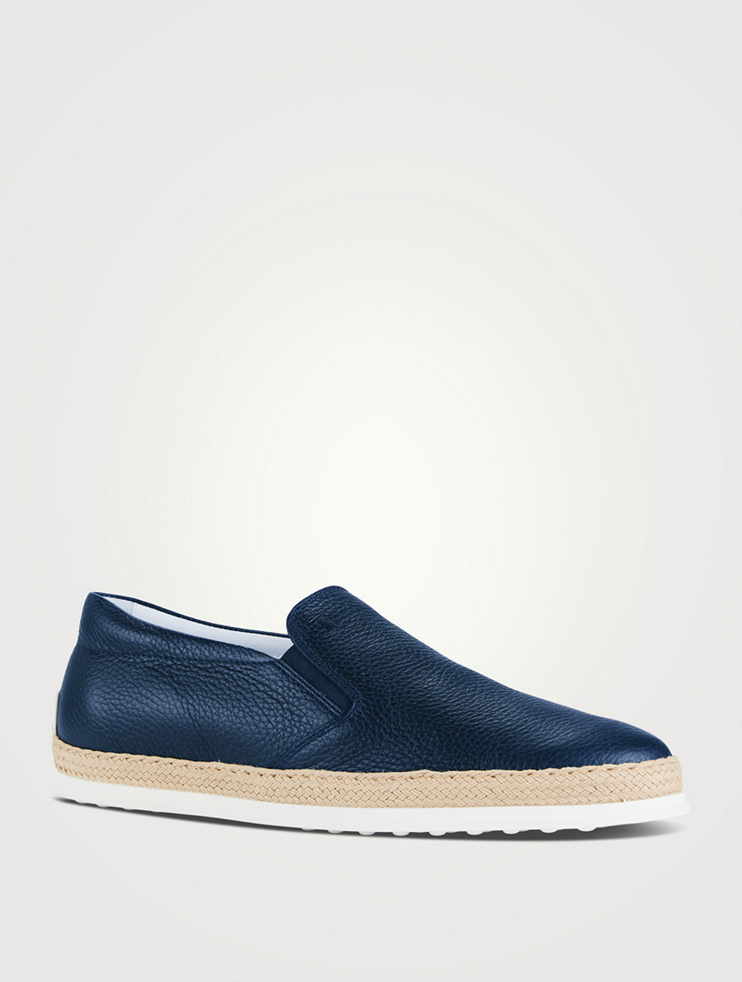 Leather Slip-On Espadrille Shoes