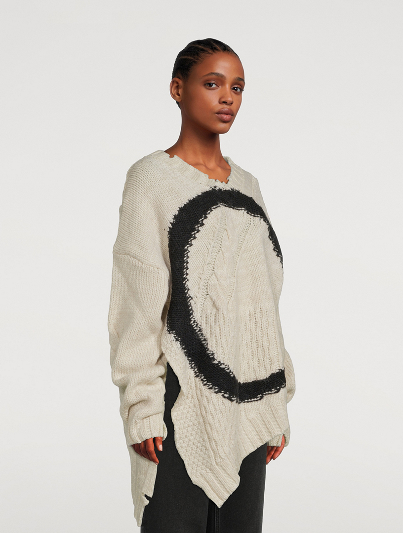MM6 Maison Margiela アシンメトリーデザイントップス MM6 MAISON MARGIELA Distressed Asymmetric Sweater | Holt Renfrew