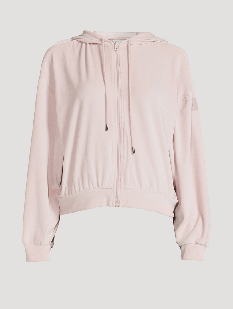 Glimmer Velour Zip-Front Hoodie