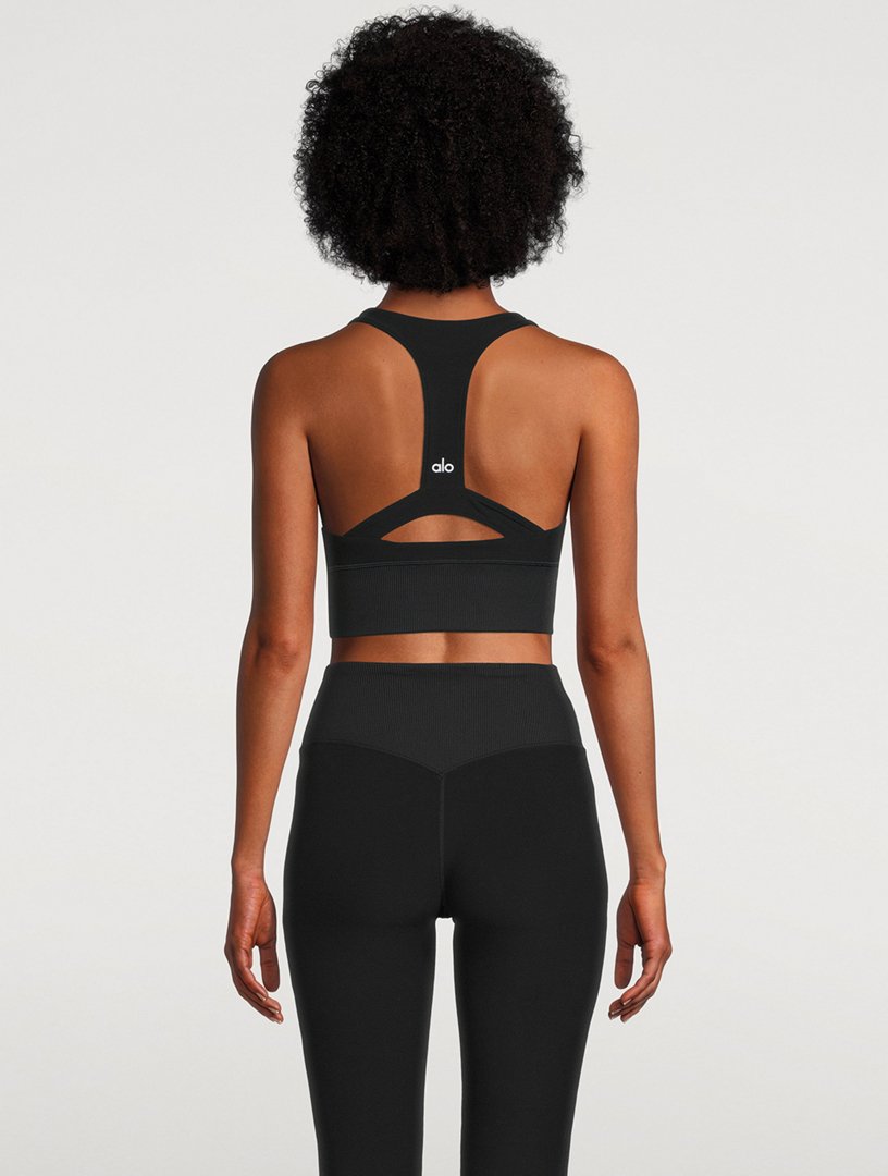 Alo Yoga Womens Black Alosoft Serenity Racerback Stretch-jersey