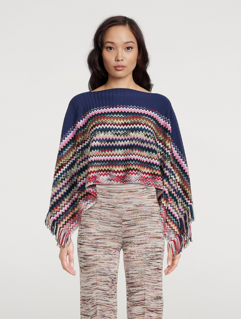 MISSONI Zig-Zag Colourblock Cropped Poncho | Holt Renfrew