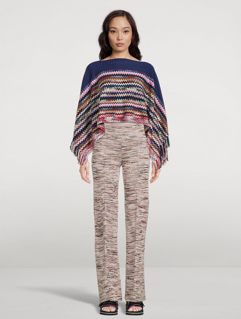 Zig-Zag Colourblock Cropped Poncho