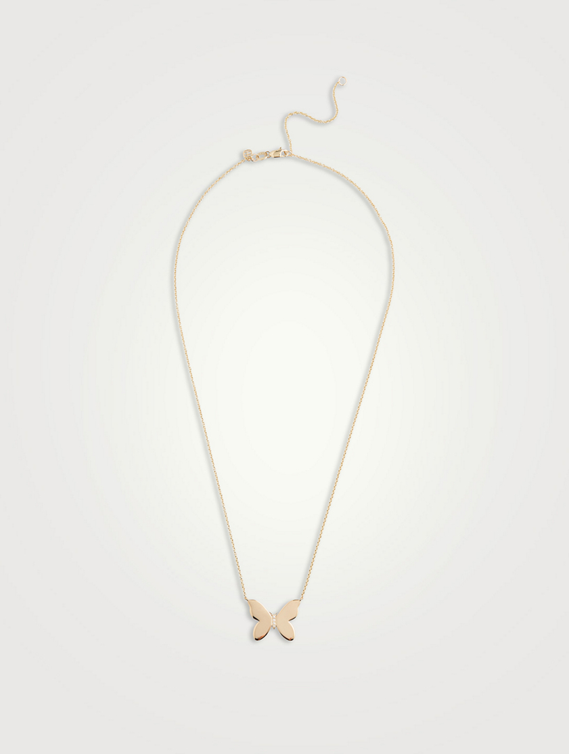 14K Gold Butterfly Necklace With Diamonds