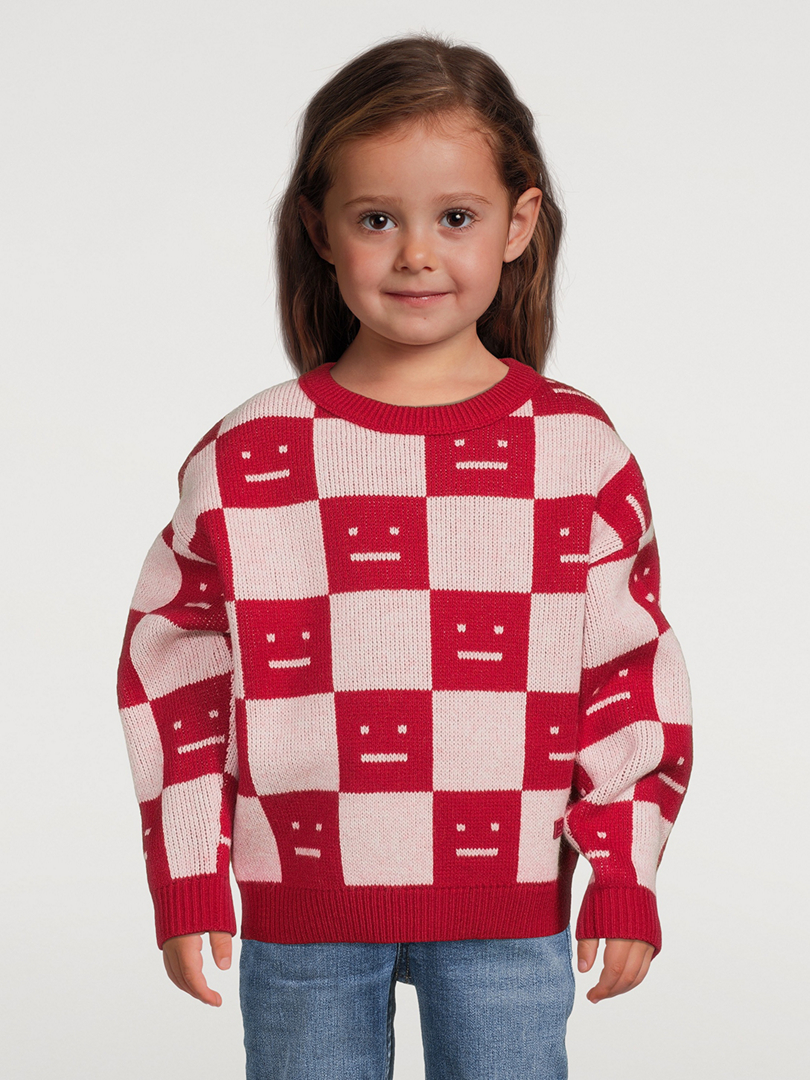 Wool Sweater With Face Jacquard