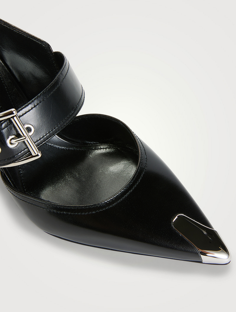Punk Leather Mule Pumps